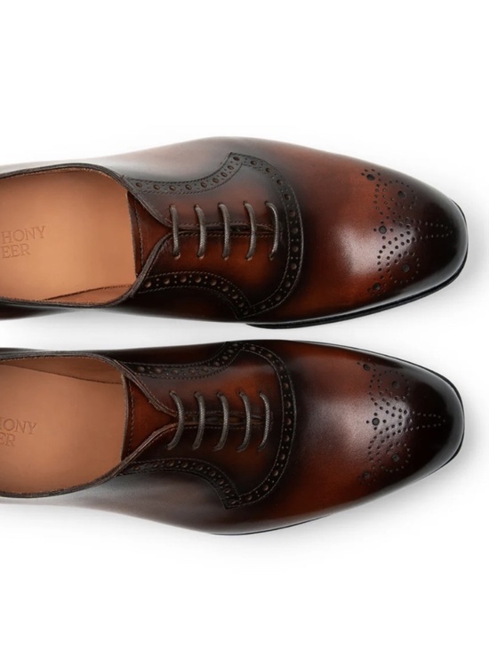 Men\'s Classic Brown Leather Oxford Dress Shoes main image 4